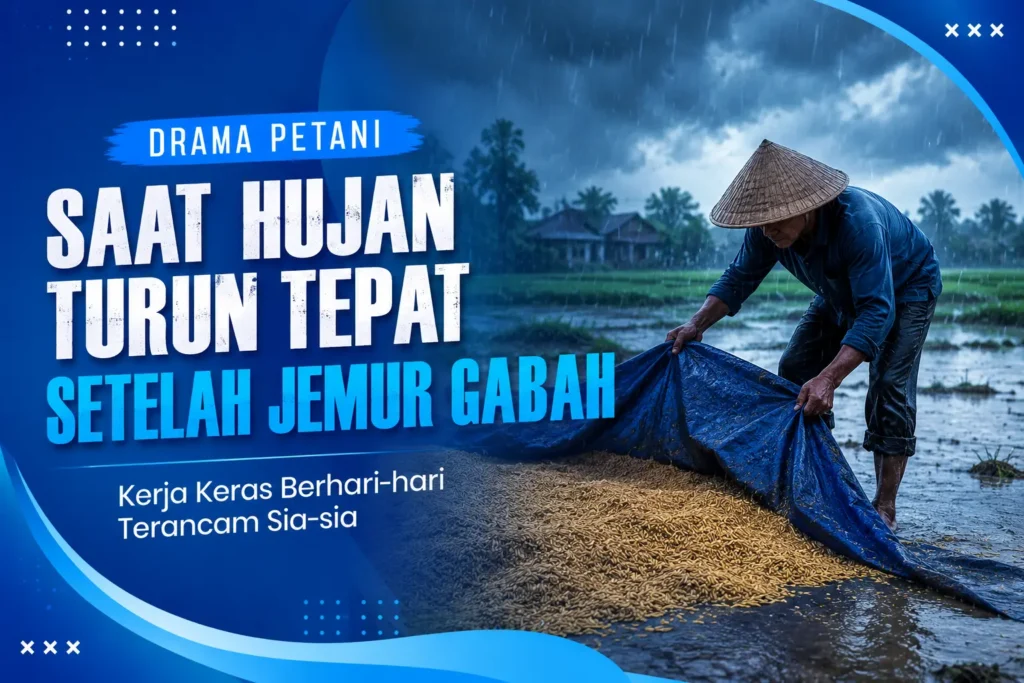 Drama Petani Saat Hujan Turun Tepat Setelah Jemur Gabah