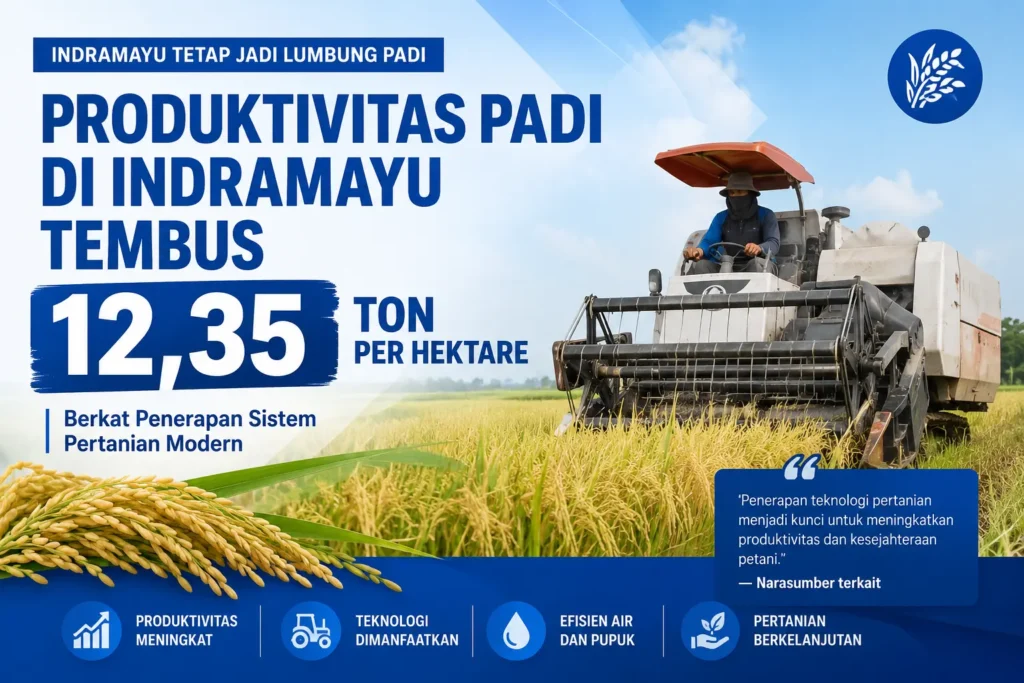 Produktivitas Padi Indramayu Tembus 12,35 Ton per Hektare Berkat