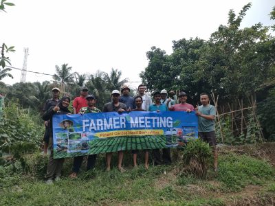 Sosialisasi produk dan melihat hasil aplikasi di lahan Pak Asep Bersama kios Binaan Zona Tani di Desa Karacak Kecamatan Leuwiliang Bogor